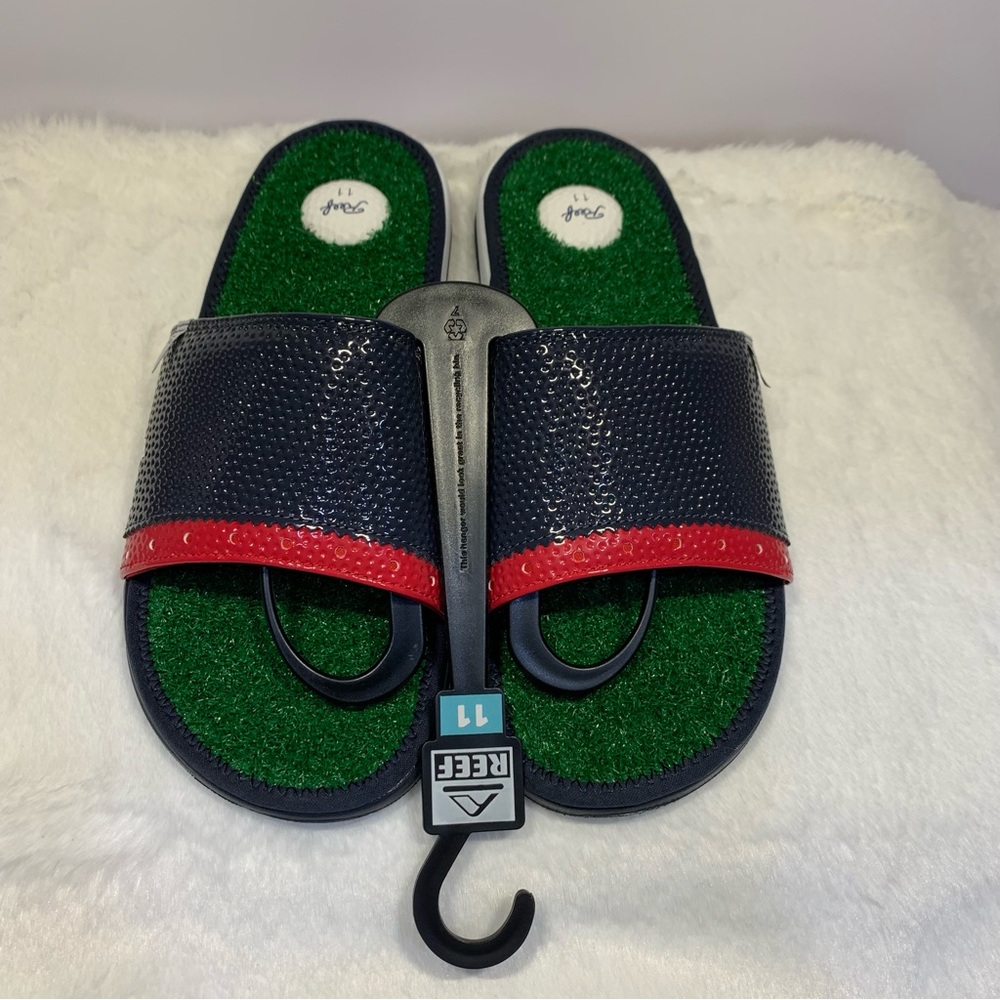 Reef Mulligan Golf Slide Sandals Men Size 11 'Patriotic' Turf Stoked Blue NEW - Picture 2 of 11